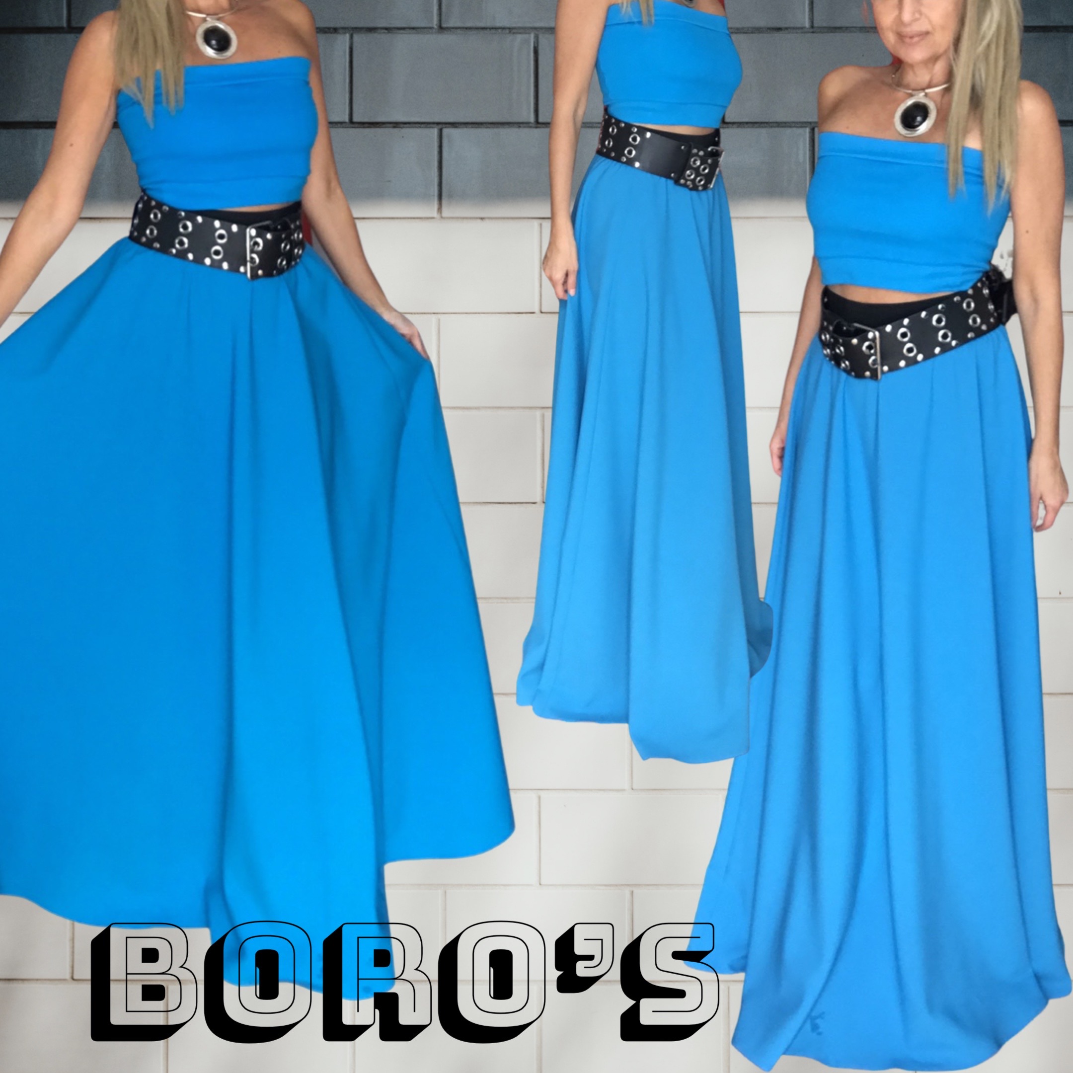 dlouhá sukně BOROS - modrá halenkovina